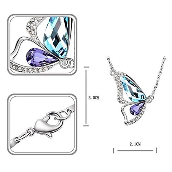 ❤️4 for $20 Sale❤️Aquamarine Butterfly Necklace - Picture 4 of 4